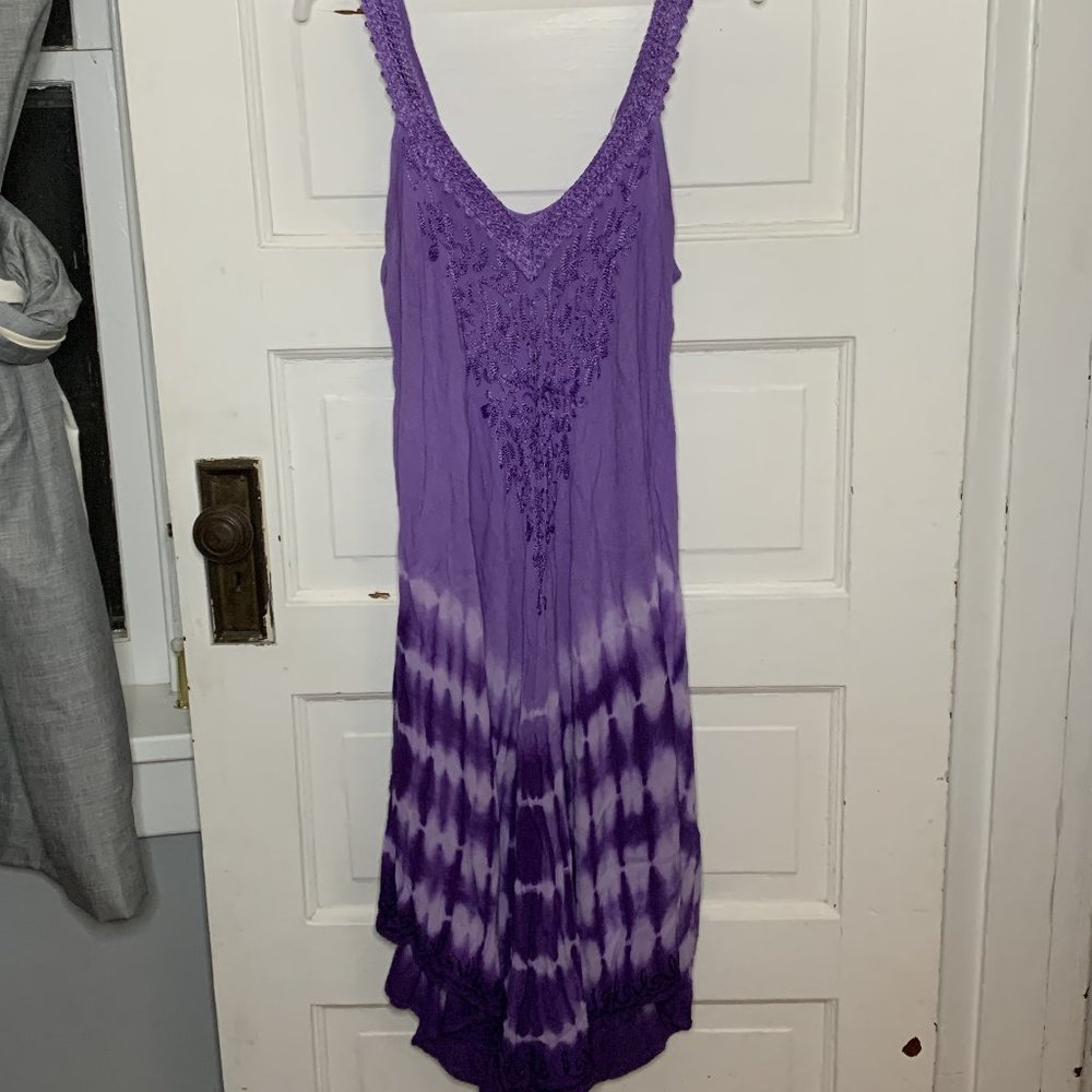 One Size Purple Tie Dye Hawaiian Summer Dress/Pool Coverup Pam's Collection